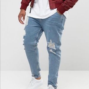 Men’s tapered ripped jeans (W 40” / L 34”)